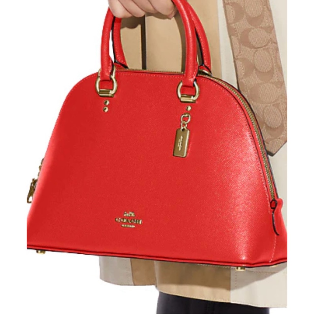 coach katy satchel red purse bag crossbody new - Picture 5 of 8